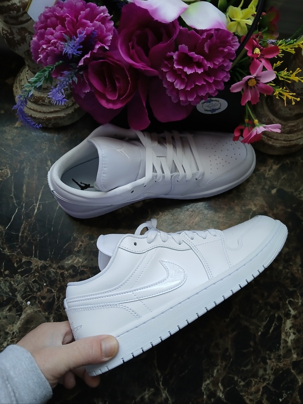 Jordan 1 LowTriple White Streetwear/Basketball Shoes Size 9.5 Women
